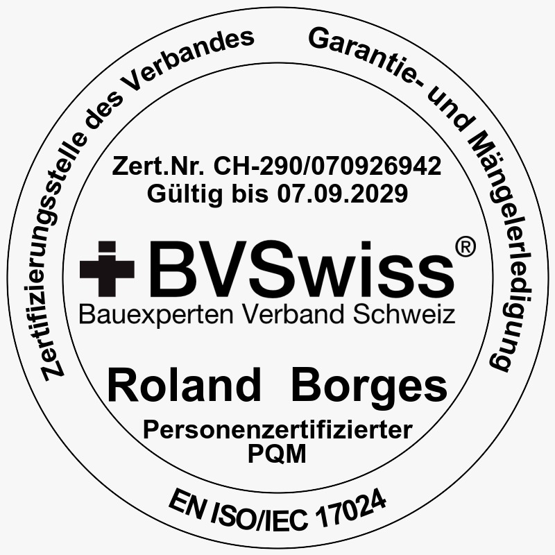 BVSwiss Zertifikat – Garantie- und Mängelerledigung, Roland Borges